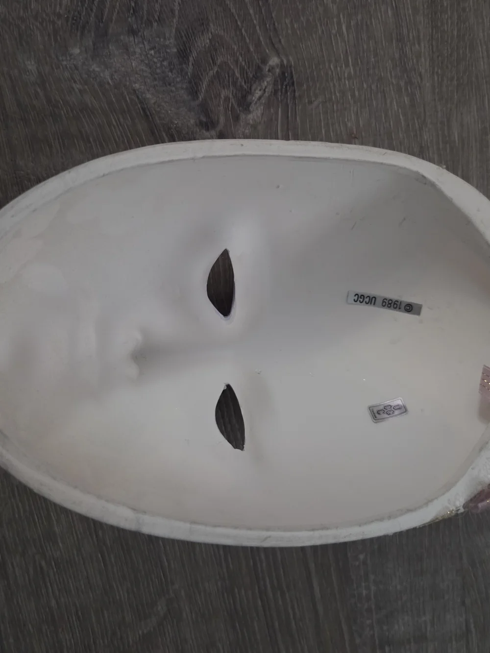 Hand-Painted Decorative White Venetian-Style Mask with Pink Accents